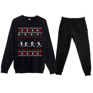 Baseball Players Ugly Christmas Sweater Xmas Gift Premium Crewneck Sweatsuit Set