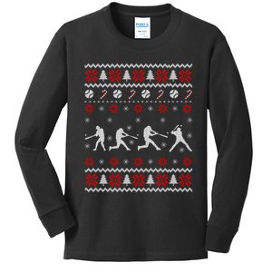 Baseball Players Ugly Christmas Sweater Xmas Gift Kids Long Sleeve Shirt