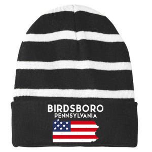 Birdsboro Pennsylvania USA State America Travel Striped Beanie with Solid Band