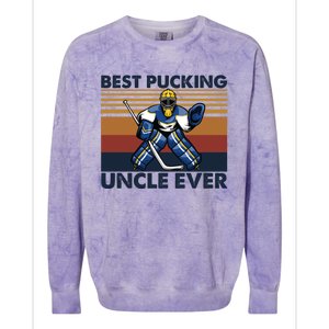 Best Pucking Uncle Ever Funny Hockey Uncle Saying Gift Colorblast Crewneck Sweatshirt