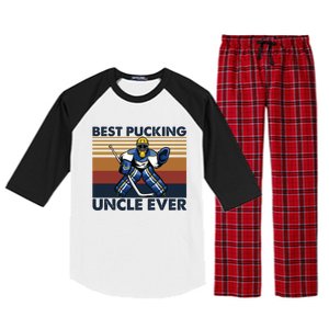 Best Pucking Uncle Ever Funny Hockey Uncle Saying Gift Raglan Sleeve Pajama Set