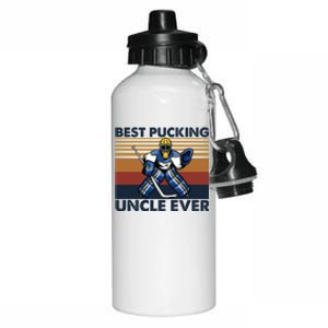 Best Pucking Uncle Ever Funny Hockey Uncle Saying Gift Aluminum Water Bottle