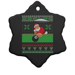 Billiards Pool Ugly Christmas Sweater Style Gift Ceramic Star Ornament