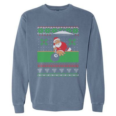 Billiards Pool Ugly Christmas Sweater Style Gift Garment-Dyed Sweatshirt