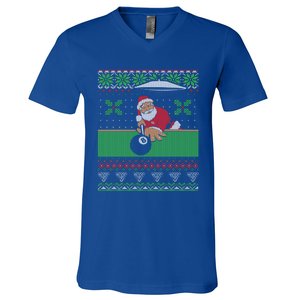 Billiards Pool Ugly Christmas Sweater Style Gift V-Neck T-Shirt