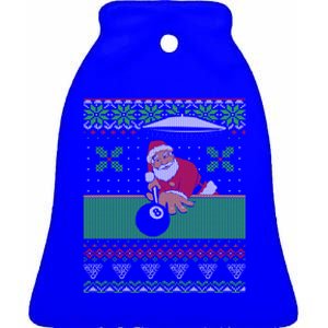 Billiards Pool Ugly Christmas Sweater Style Gift Ceramic Bell Ornament