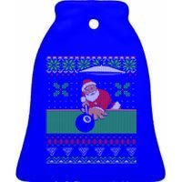 Billiards Pool Ugly Christmas Sweater Style Gift Ceramic Bell Ornament