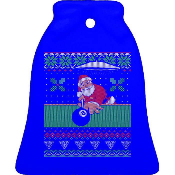 Billiards Pool Ugly Christmas Sweater Style Gift Ceramic Bell Ornament