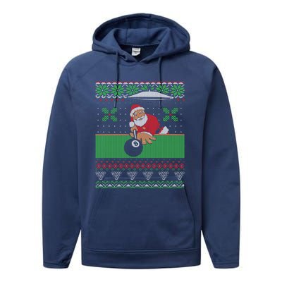 Billiards Pool Ugly Christmas Sweater Style Gift Performance Fleece Hoodie