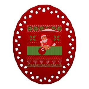 Billiards Pool Ugly Christmas Sweater Style Gift Ceramic Oval Ornament