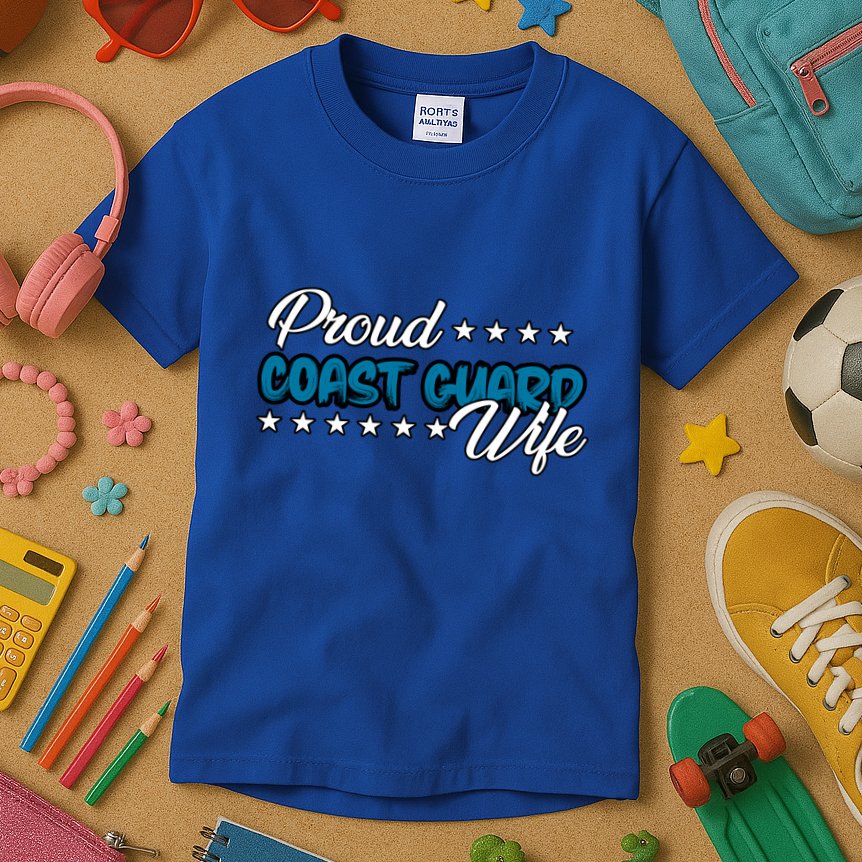 Bold Proud Uscg Coast Guard Wife Gift Kids T-Shirt