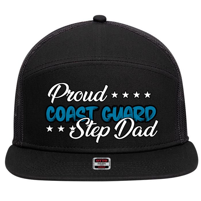 Bold Proud Uscg Coast Guard Step Dad Funny Gift 7 Panel Mesh Trucker Snapback Hat