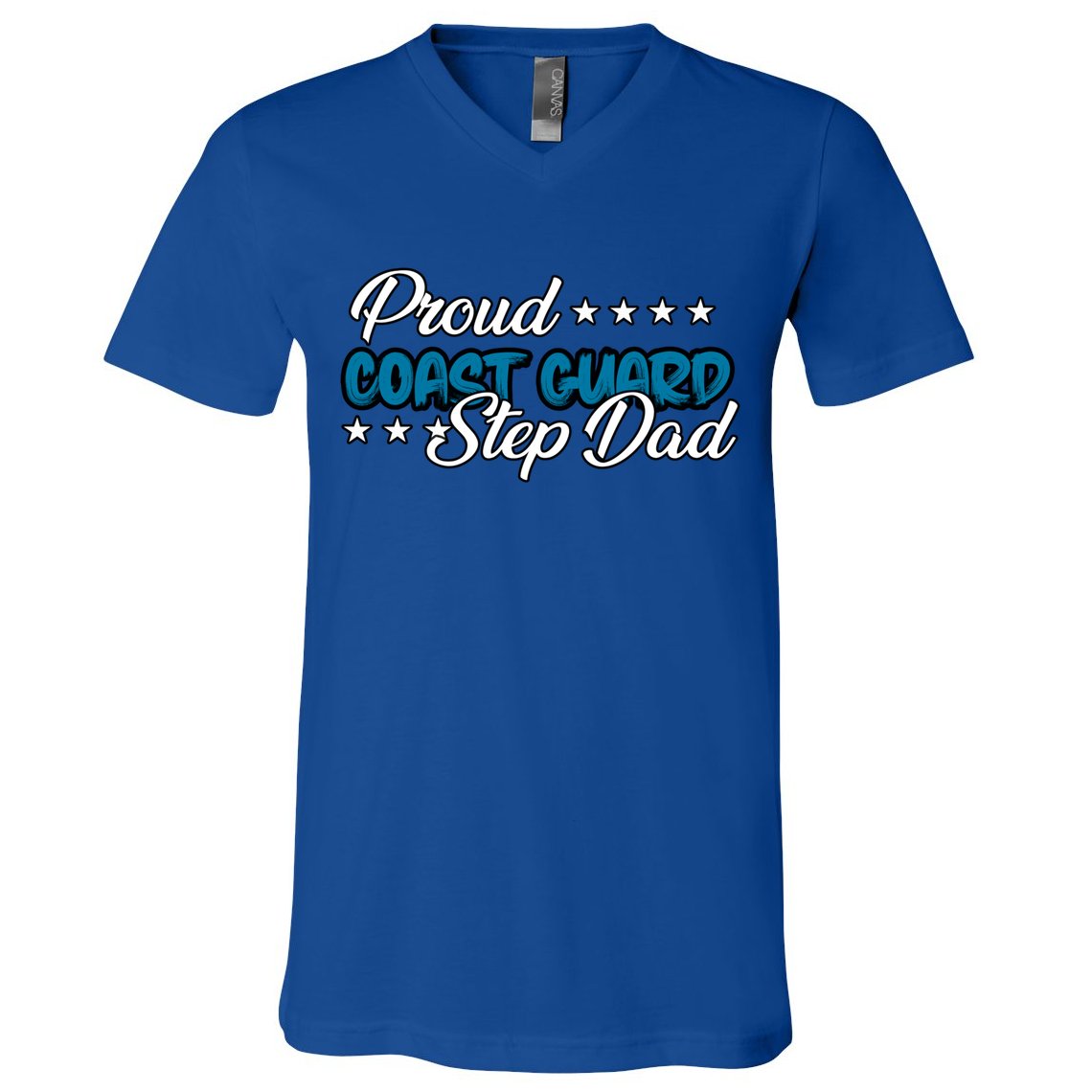 Bold Proud Uscg Coast Guard Step Dad Funny Gift V-Neck T-Shirt