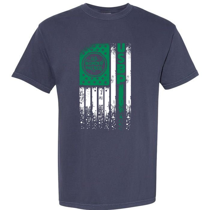 Border Patrol Us Flag Thin Green Line Law Enforcement Garment-Dyed Heavyweight T-Shirt