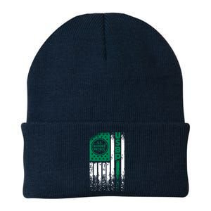 Border Patrol Us Flag Thin Green Line Law Enforcement Knit Cap Winter Beanie