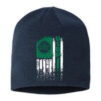 Border Patrol Us Flag Thin Green Line Law Enforcement Sustainable Beanie