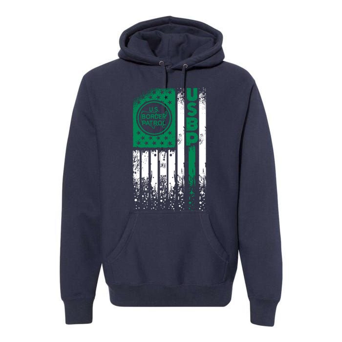 Border Patrol Us Flag Thin Green Line Law Enforcement Premium Hoodie