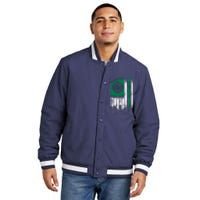 Border Patrol Us Flag Thin Green Line Law Enforcement Insulated Varsity Jacket