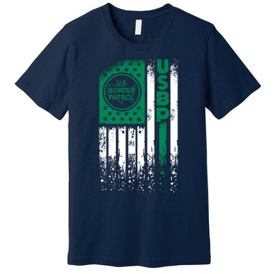 Border Patrol Us Flag Thin Green Line Law Enforcement Premium T-Shirt