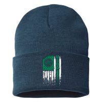 Border Patrol Us Flag Thin Green Line Law Enforcement Sustainable Knit Beanie