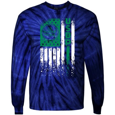 Border Patrol Us Flag Thin Green Line Law Enforcement Tie-Dye Long Sleeve Shirt