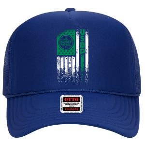 Border Patrol Us Flag Thin Green Line Law Enforcement High Crown Mesh Back Trucker Hat