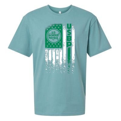 Border Patrol Us Flag Thin Green Line Law Enforcement Sueded Cloud Jersey T-Shirt