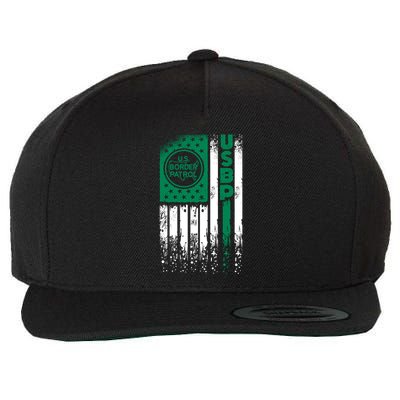 Border Patrol Us Flag Thin Green Line Law Enforcement Wool Snapback Cap