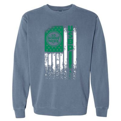 Border Patrol Us Flag Thin Green Line Law Enforcement Garment-Dyed Sweatshirt