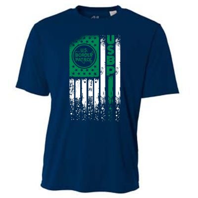 Border Patrol Us Flag Thin Green Line Law Enforcement Cooling Performance Crew T-Shirt