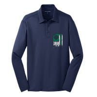 Border Patrol Us Flag Thin Green Line Law Enforcement Silk Touch Performance Long Sleeve Polo