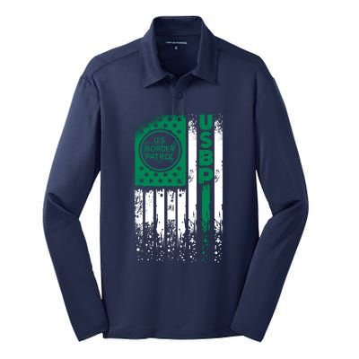 Border Patrol Us Flag Thin Green Line Law Enforcement Silk Touch Performance Long Sleeve Polo