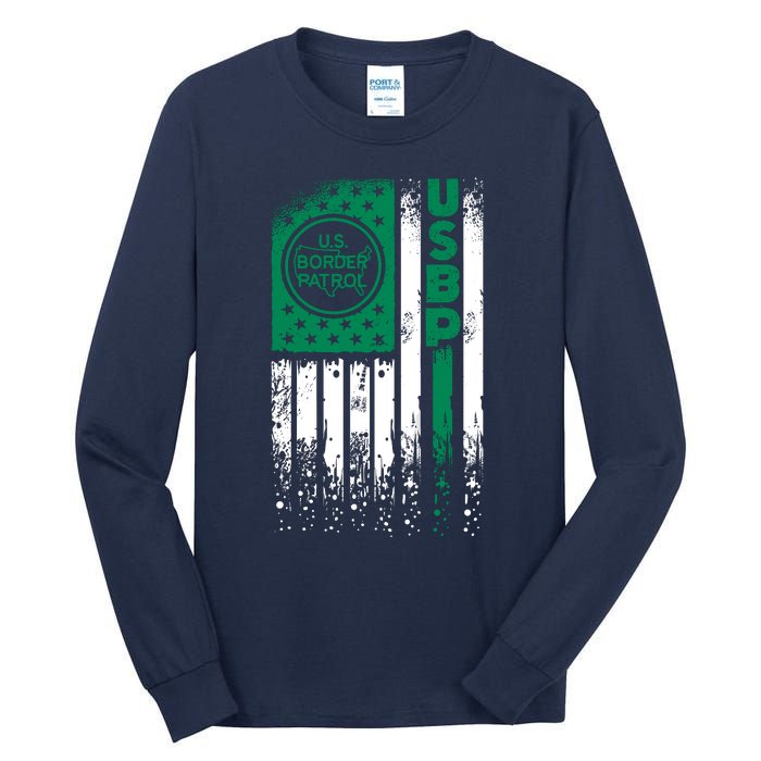 Border Patrol Us Flag Thin Green Line Law Enforcement Tall Long Sleeve T-Shirt