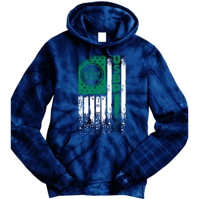 Border Patrol Us Flag Thin Green Line Law Enforcement Tie Dye Hoodie