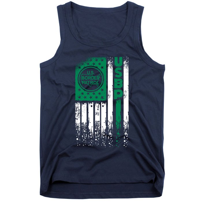 Border Patrol Us Flag Thin Green Line Law Enforcement Tank Top