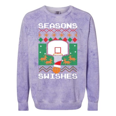 Basketball Player Ugly Christmas Sweater Seasons Swishes Colorblast Crewneck Sweatshirt