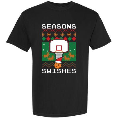 Basketball Player Ugly Christmas Sweater Seasons Swishes Garment-Dyed Heavyweight T-Shirt