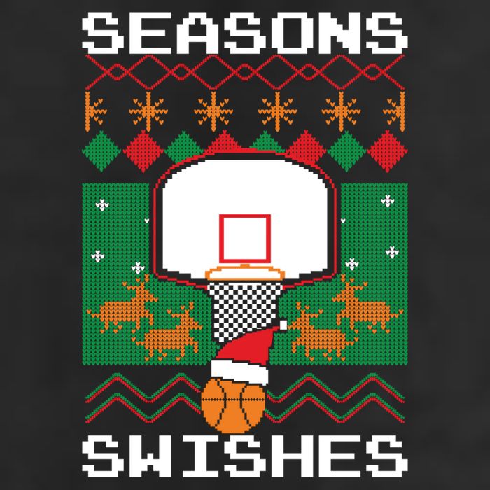 Basketball Player Ugly Christmas Sweater Seasons Swishes 7 Panel Mesh Trucker Snapback Hat