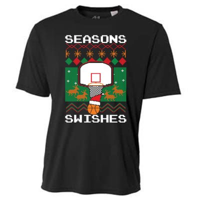 Basketball Player Ugly Christmas Sweater Seasons Swishes Cooling Performance Crew T-Shirt