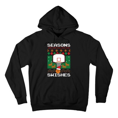 Basketball Player Ugly Christmas Sweater Seasons Swishes Hoodie