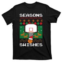 Basketball Player Ugly Christmas Sweater Seasons Swishes T-Shirt