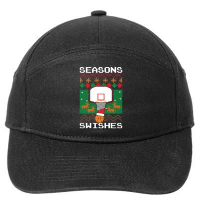 Basketball Player Ugly Christmas Sweater Seasons Swishes 7-Panel Snapback Hat
