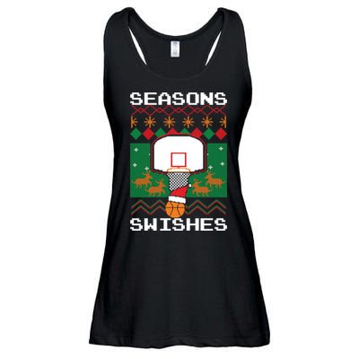 Basketball Player Ugly Christmas Sweater Seasons Swishes Ladies Essential Flowy Tank