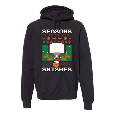 Basketball Player Ugly Christmas Sweater Seasons Swishes Premium Hoodie