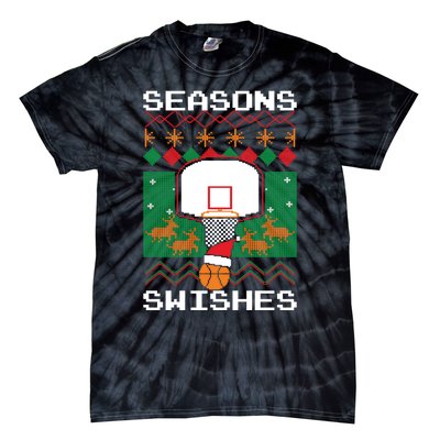 Basketball Player Ugly Christmas Sweater Seasons Swishes Tie-Dye T-Shirt