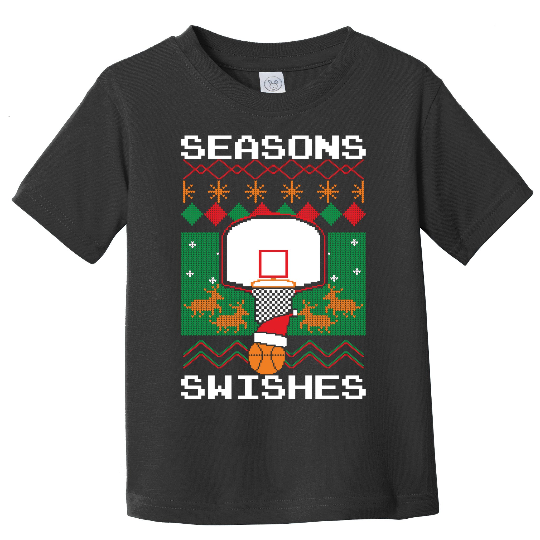 Basketball Player Ugly Christmas Sweater Seasons Swishes Toddler T-Shirt