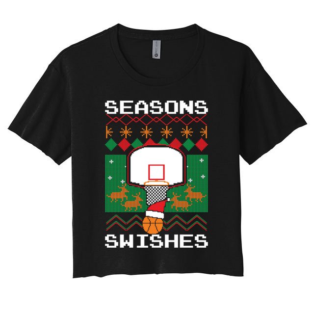 Basketball Player Ugly Christmas Sweater Seasons Swishes Crop Top