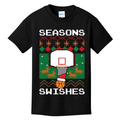 Basketball Player Ugly Christmas Sweater Seasons Swishes Kids T-Shirt