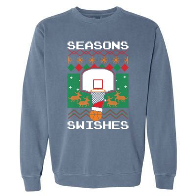 Basketball Player Ugly Christmas Sweater Seasons Swishes Garment-Dyed Sweatshirt