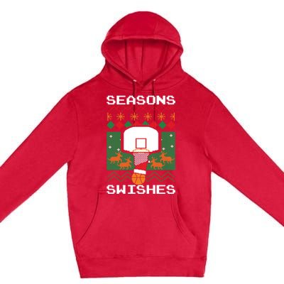 Basketball Player Ugly Christmas Sweater Seasons Swishes Premium Pullover Hoodie